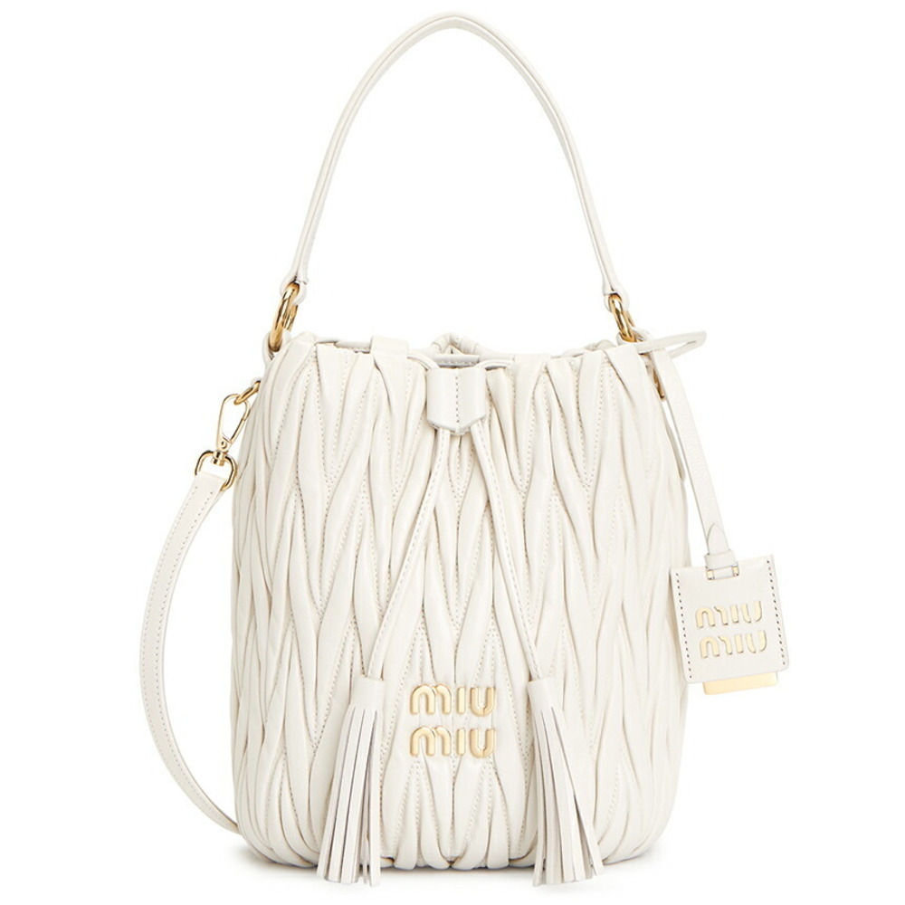 Miu Miu Matelasse leather bucket Shoulder bag White - Picture 1 of 10